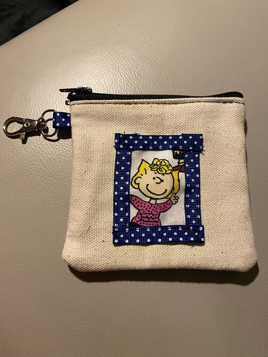 Hand Crafted Handbags - Canvas Sally Peanuts Coin Accessory zippered Pouch with lobster clasp